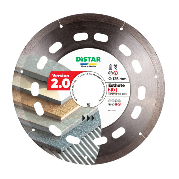 Esthete-125mm-2.0 Distar Esthete 1A1R 2.0 teemantketas – õhuke kuivlõikamise ketas keraamikale ja portselanile