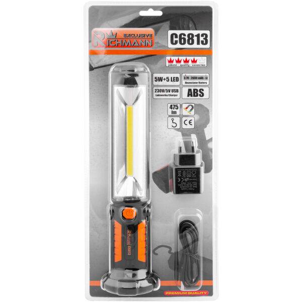 Richmann laetav taskulamp 475 lm 5W +5 LED, magnetiga Richmann taskulamp 475 lm C6813 (8)