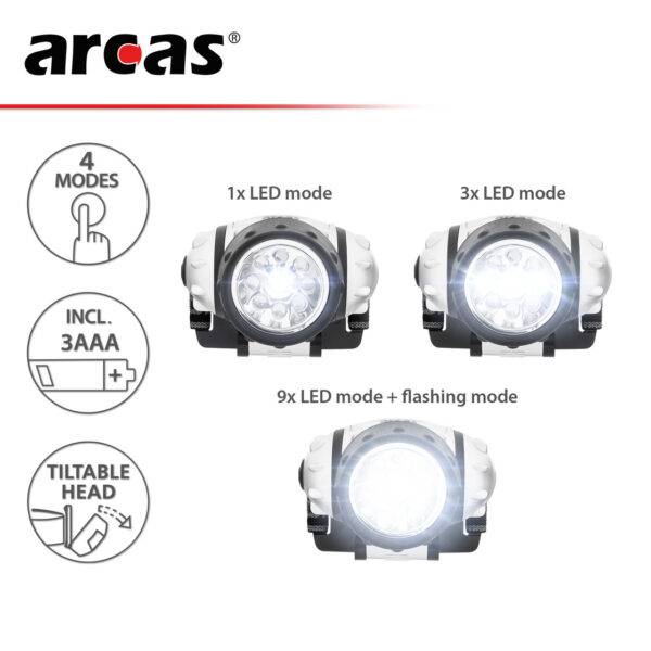 ARCAS pealamp 9 LED, 3xAAA ARCAS pealamp 9 led (2)