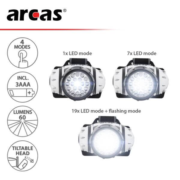 ARCAS pealamp 19 LED, 3xAAA ARCAS pealamp 19 led (2)