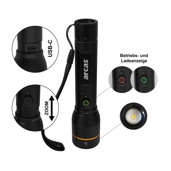 Arcas taskulamp 1000 lm 10W laetav USB-C, must ARCAS taskulamp 1000 lm laetav (2)