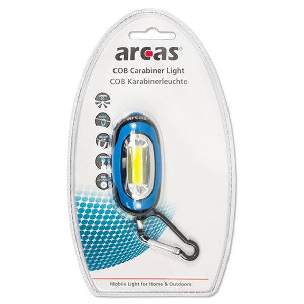 ARCAS minitaskulamp COB LED 30 lm, karabiiniga ARCAS minitaskulamp 30 lm