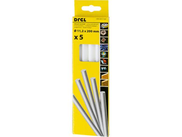Kuumliimipulgad 11,2 mm x 200 mm, valge, 5 tk.